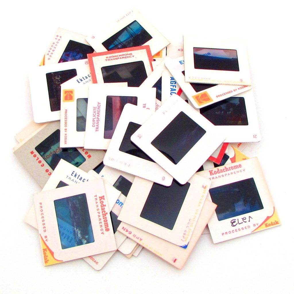 In addition to film and audio media, 35MM photo slides are also transferred at high resolution to digital files 